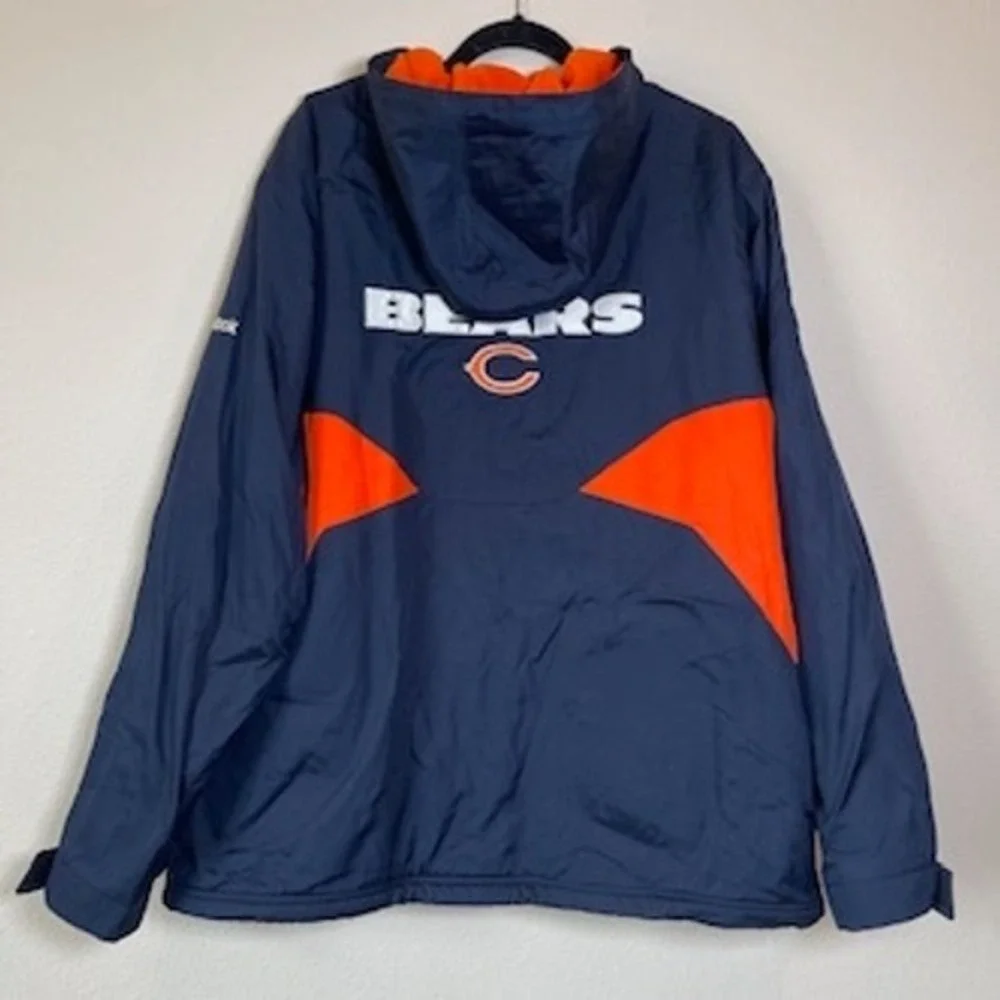 Vintage Reebok Chicago Bears NFL On-Field Full Zip Hooded Windbreaker Jacket XL